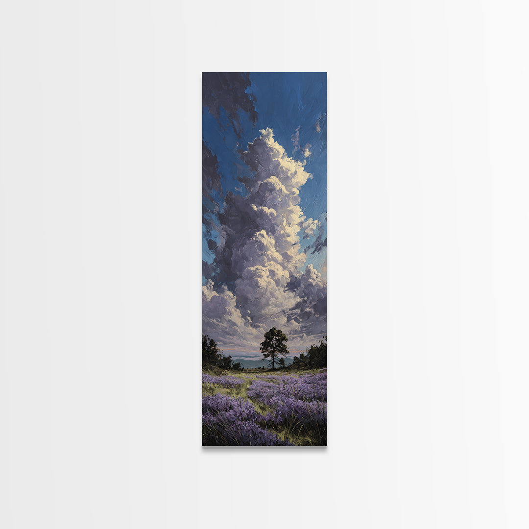 Bees Circling Lavender Blossoms Canvas Print, Nature Art, Wood Wall Art, Living Room Decor, Nature, Digital Download Art, NAT-1x3-11