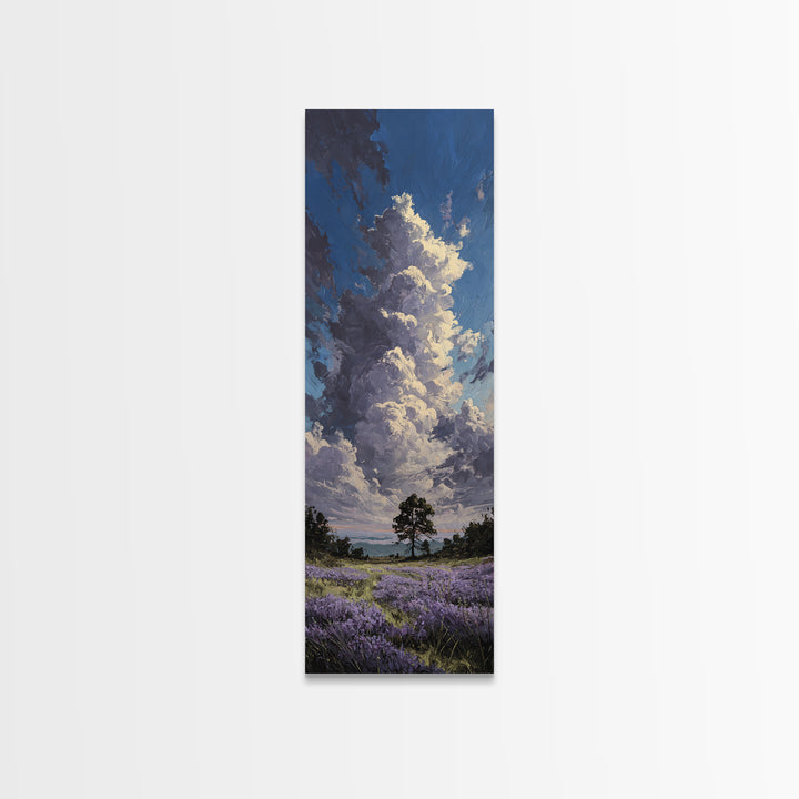 Bees Circling Lavender Blossoms Canvas Print, Nature Art, Wood Wall Art, Living Room Decor, Nature, Digital Download Art, NAT-1x3-11