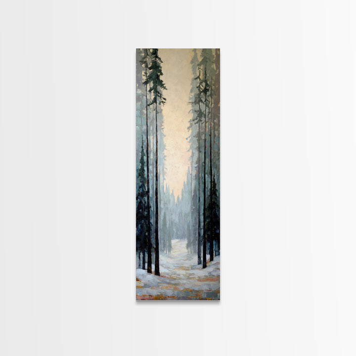 Fox Crossing a Snowy Forest Clearing Canvas Print, Nature Art, Moss Art, Living Room Decor, Oil Painting, Nature, NAT-1x3-22