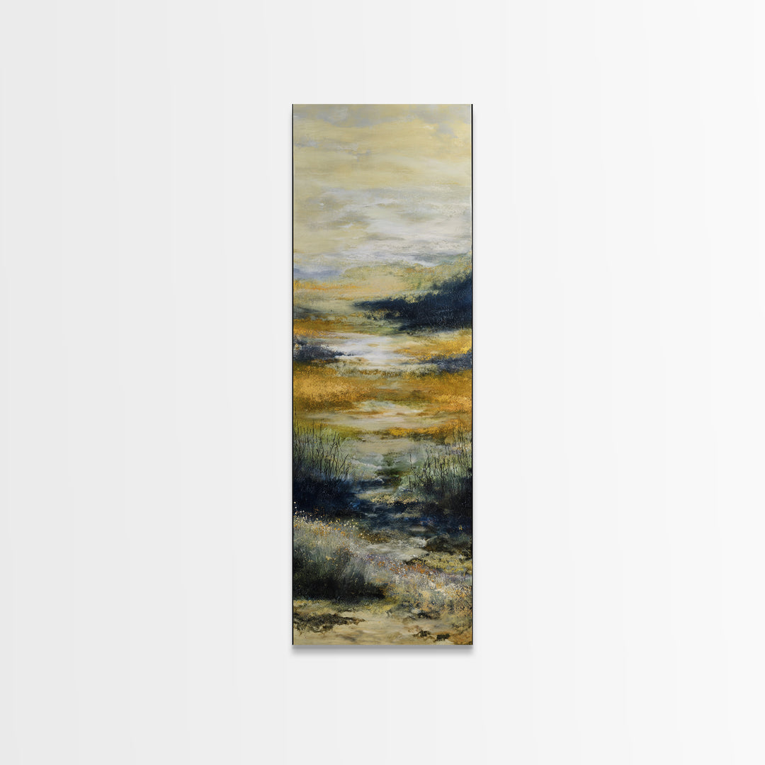 Sunrise Through Tall Grass and Wildflowers Canvas Print, Nature Art, Art, Living Room Decor, Watercolor Art, Nature, NAT-1x3-23