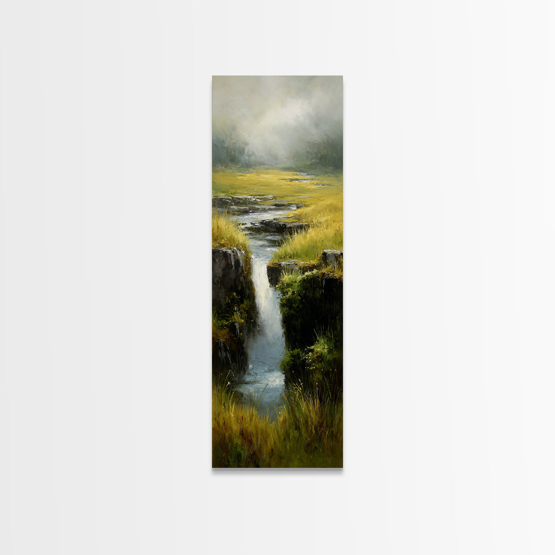 Waterfall Hidden Among Dark Green Rocks Canvas Print, Nature Art, Printable Wall Art, Living Room Decor, Fine Art, Nature, NAT-1x3-39