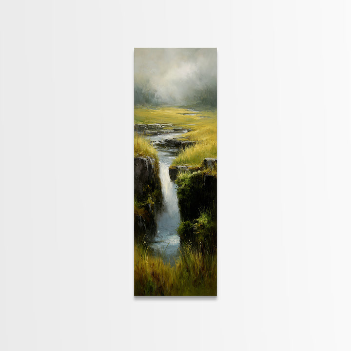 Waterfall Hidden Among Dark Green Rocks Canvas Print, Nature Art, Printable Wall Art, Living Room Decor, Fine Art, Nature, NAT-1x3-39