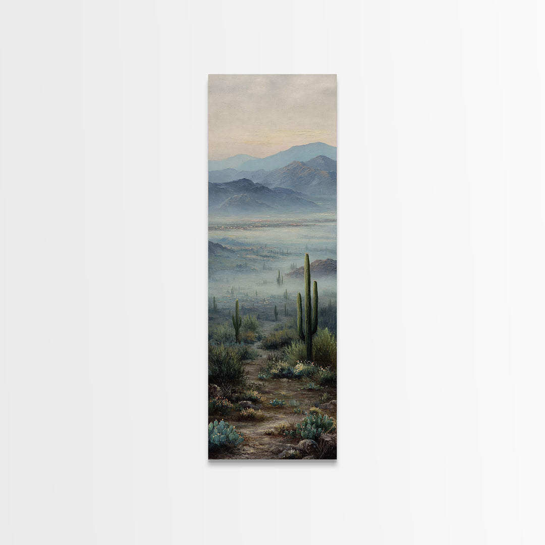 Desert Cactus Blooming After Rain Canvas Print, Nature Art, Wall Hangings, Living Room Decor, Nature, Stained Glass Art, NAT-1x3-56