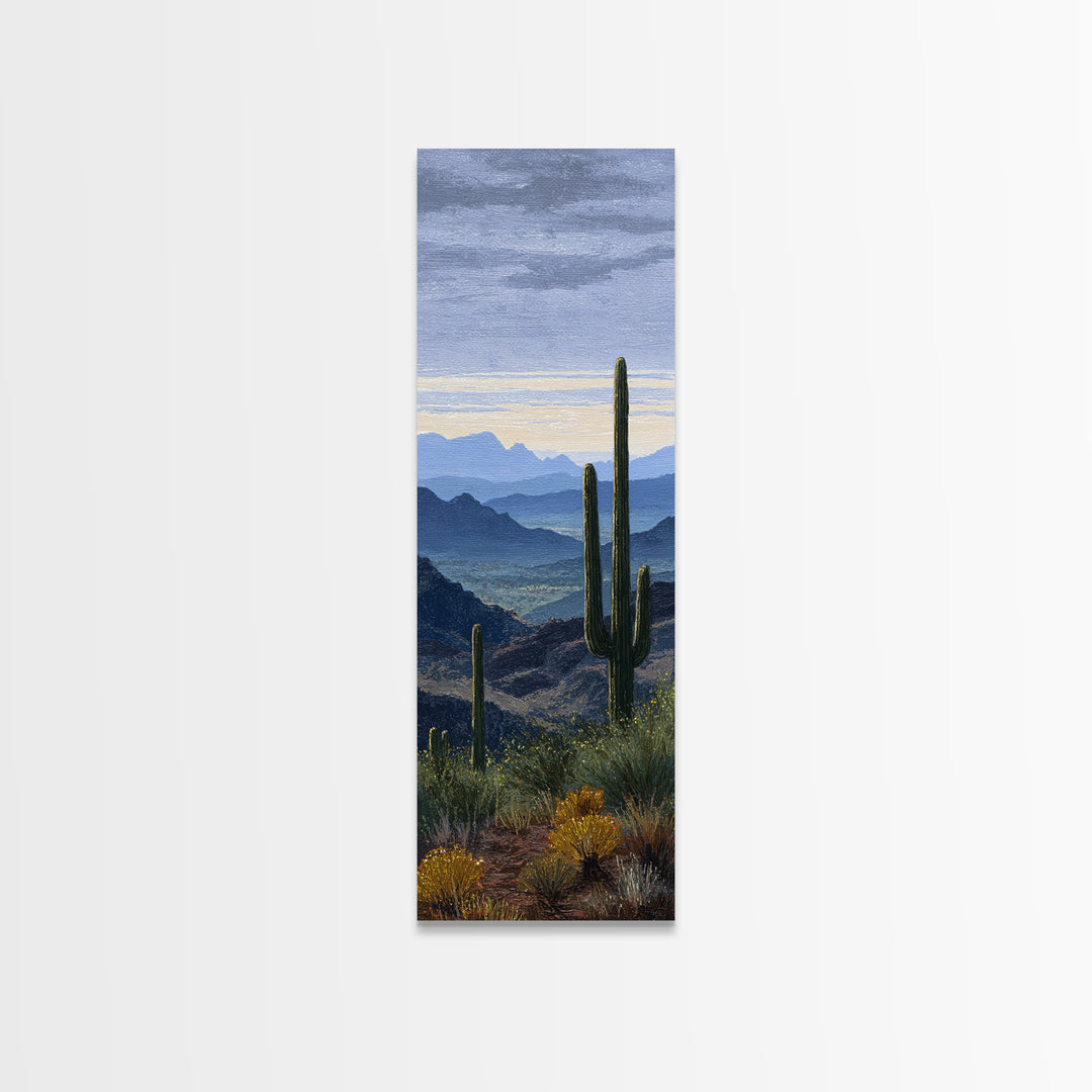 Desert Cactus Blooming After Rain Framed Canvas Print, Nature Art, Statement Artwork, Living Room Decor, Fine Art, Nature, NAT-1x3-8