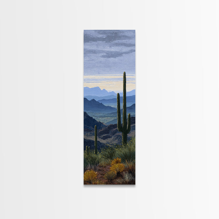 Desert Cactus Blooming After Rain Framed Canvas Print, Nature Art, Statement Artwork, Living Room Decor, Fine Art, Nature, NAT-1x3-8