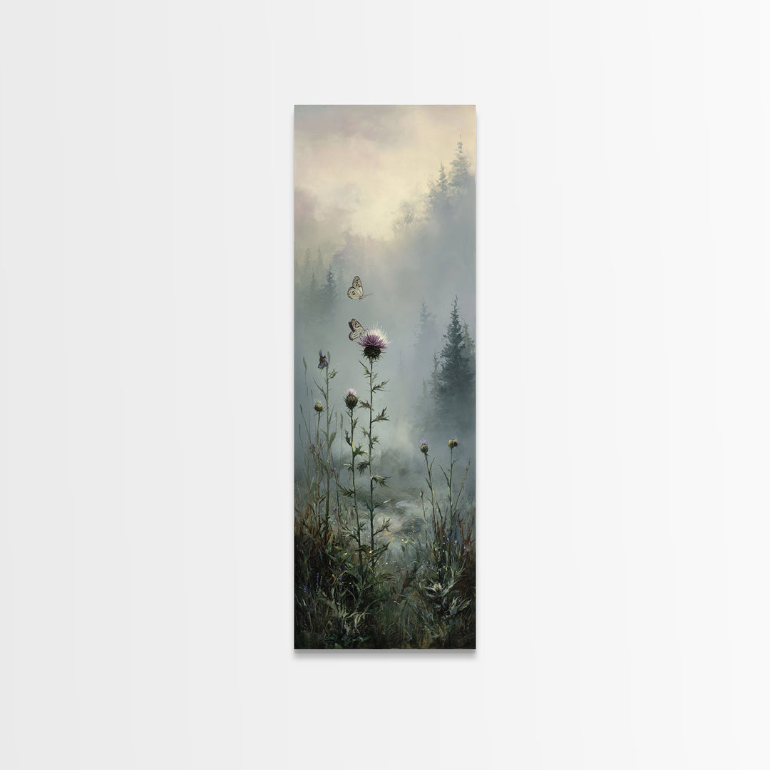 Butterfly Resting on a Blooming Thistle Canvas Print, Nature Art, 3d Wall Art, Living Room Decor, Nature, Nature Wall Art, NAT-1x3-88