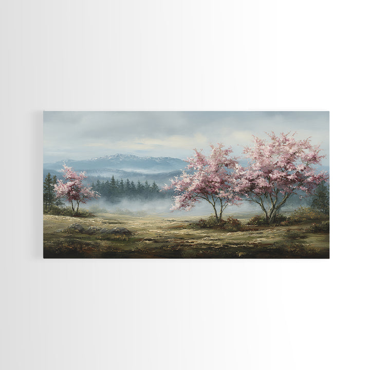 Spring Cherry Blossoms Framed Canvas Print, Nature Art, Art Print, Living Room Decor, Fine Art, Nature, Printable Wall Art, NAT-2x1-12
