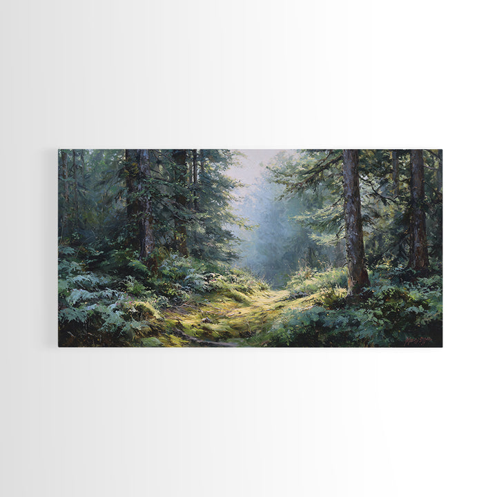 Sunlit Forest Path Canvas Print, Nature Art, Wall Art, Living Room Decor, Fine Art, Nature, Wood Wall Art, Abstract Wall Art, NAT-2x1-21
