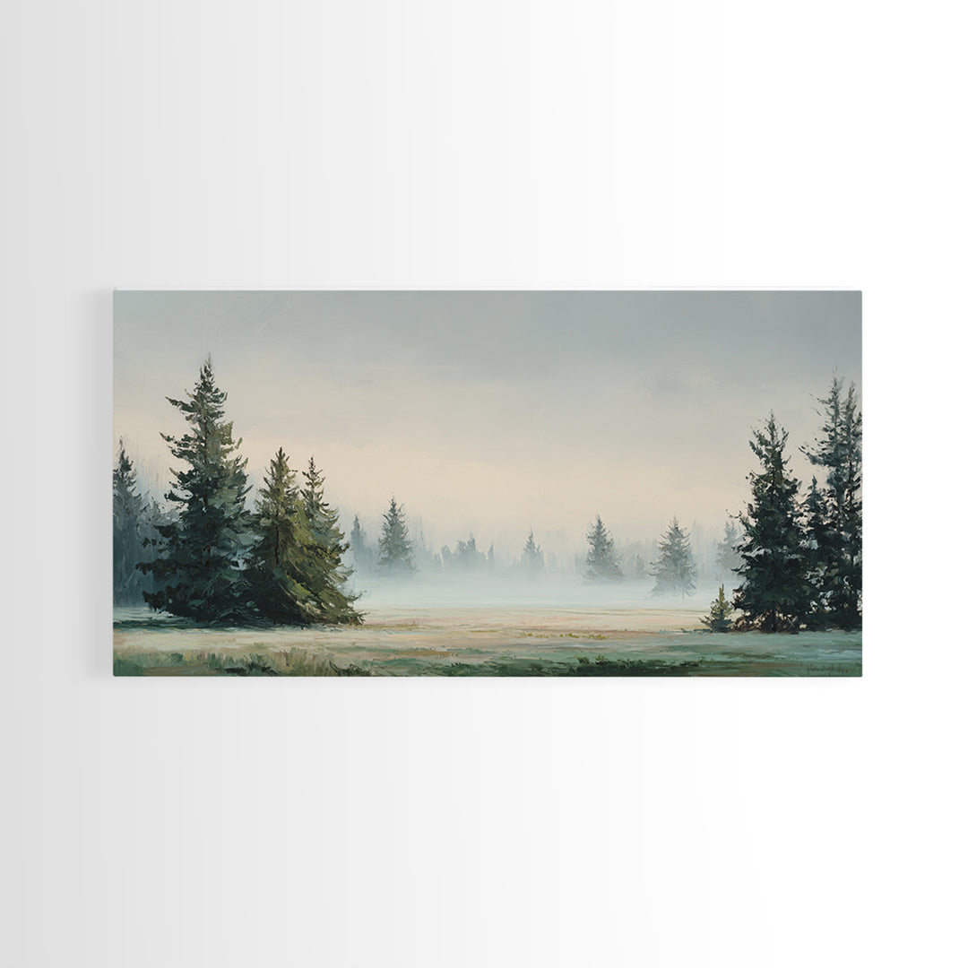 Moody Pine Forest Framed Canvas Print, Nature Art, Minimalist Decor, Living Room Decor, Fine Art, Nature, Artwork, Framed Art, NAT-2x1-37