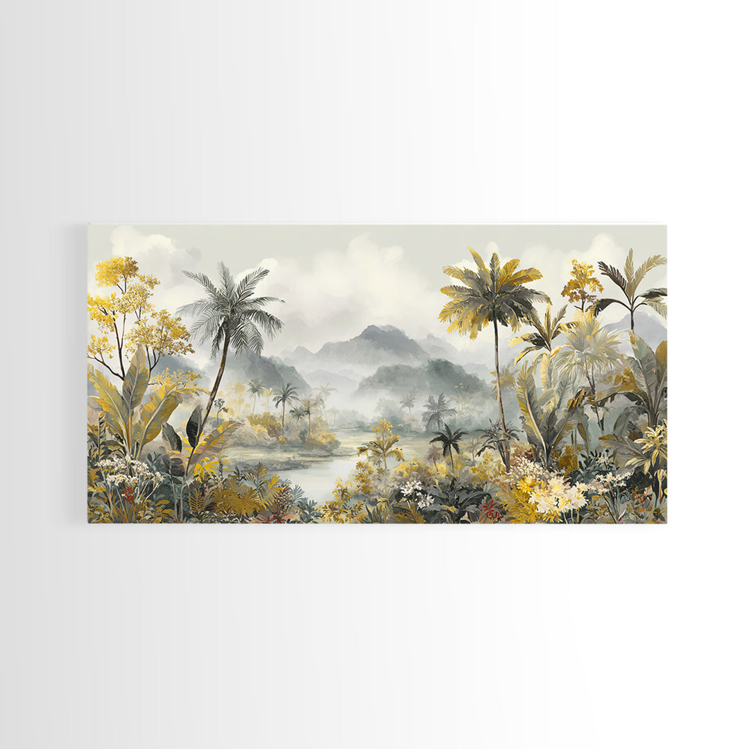 Tropical Jungle Leaves Canvas Print, Nature Art, Contemporary Art, Living Room Decor, Nature, Framed Art, Wood Wall Art, NAT-2x1-41