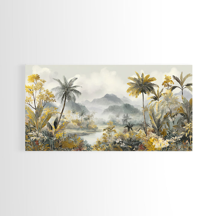 Tropical Jungle Leaves Canvas Print, Nature Art, Contemporary Art, Living Room Decor, Nature, Framed Art, Wood Wall Art, NAT-2x1-41