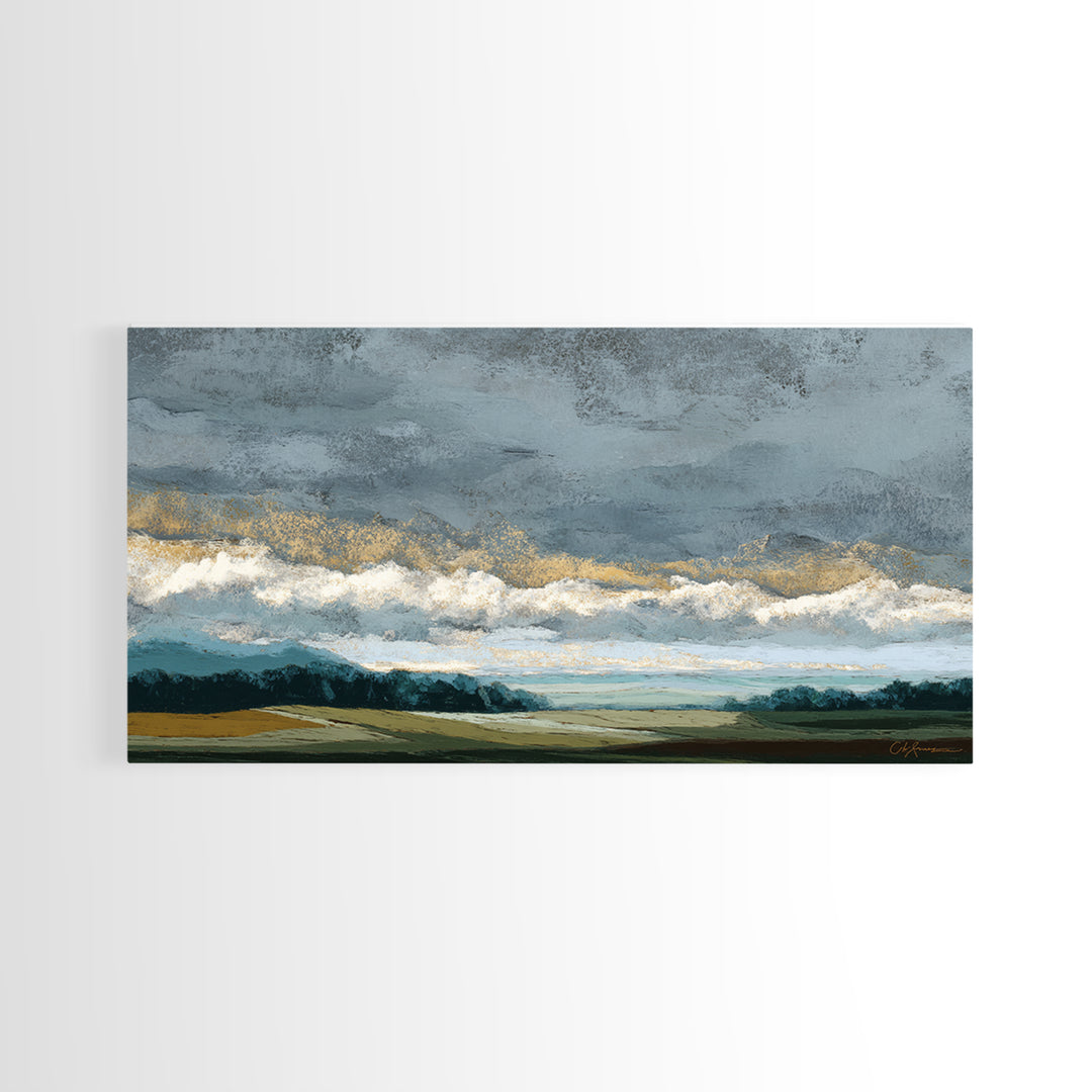 Storm Clouds over a Rolling Prairie Canvas Print, Nature Art, Wall Art, Living Room Decor, Fine Art, Nature, Wood Wall Art, NAT-2x1-58