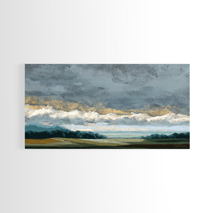 Storm Clouds over a Rolling Prairie Canvas Print, Nature Art, Wall Art, Living Room Decor, Fine Art, Nature, Wood Wall Art, NAT-2x1-58