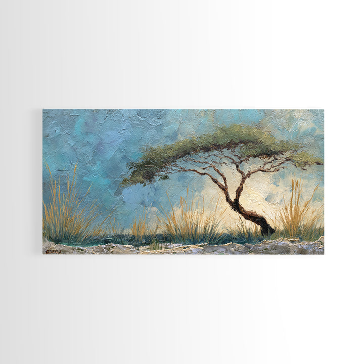Tree of Life Framed Canvas Print, Nature Art, Living Room Decor, Oil Painting, Nature, Framed Art, Wood Wall Art, NAT-2x1-83