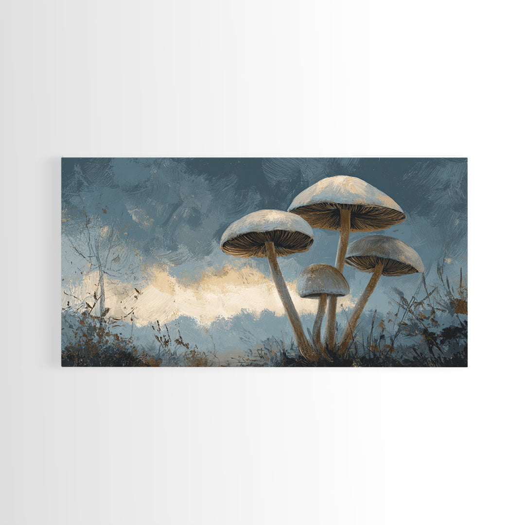 Mushroom Cluster in Enchanted Woodland Framed Canvas Print, Nature Art, Abstract Wall Art, Living Room Decor, Fine Art, Nature, NAT-2x1-99