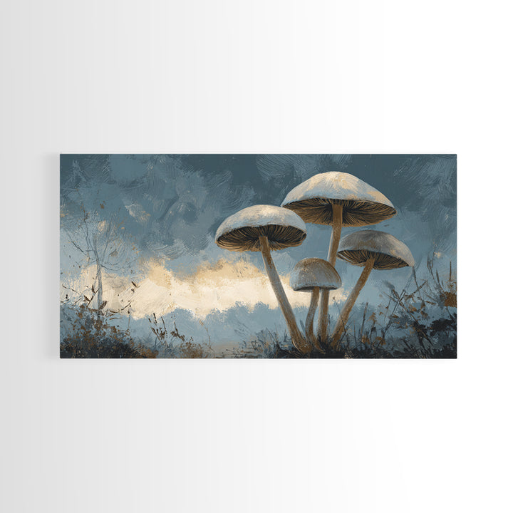 Mushroom Cluster in Enchanted Woodland Framed Canvas Print, Nature Art, Abstract Wall Art, Living Room Decor, Fine Art, Nature, NAT-2x1-99