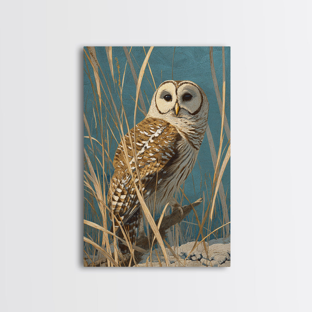 Owl in Moonlit Branches Canvas Print, Nature Art, Fine Art Print, Living Room Decor, Fine Art, Nature, Poster, Wall Decor, NAT-2x3-27