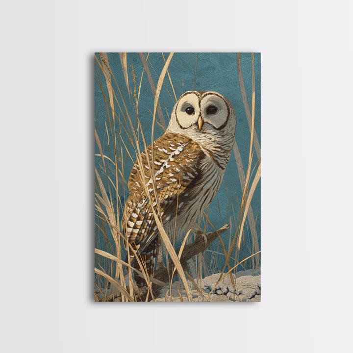 Owl in Moonlit Branches Canvas Print, Nature Art, Fine Art Print, Living Room Decor, Fine Art, Nature, Poster, Wall Decor, NAT-2x3-27