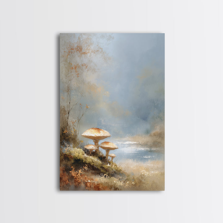 Mushroom Cluster in Enchanted Woodland Canvas Print, Nature Art, Minimalist Decor, Living Room Decor, Fine Art, Nature, NAT-2x3-39