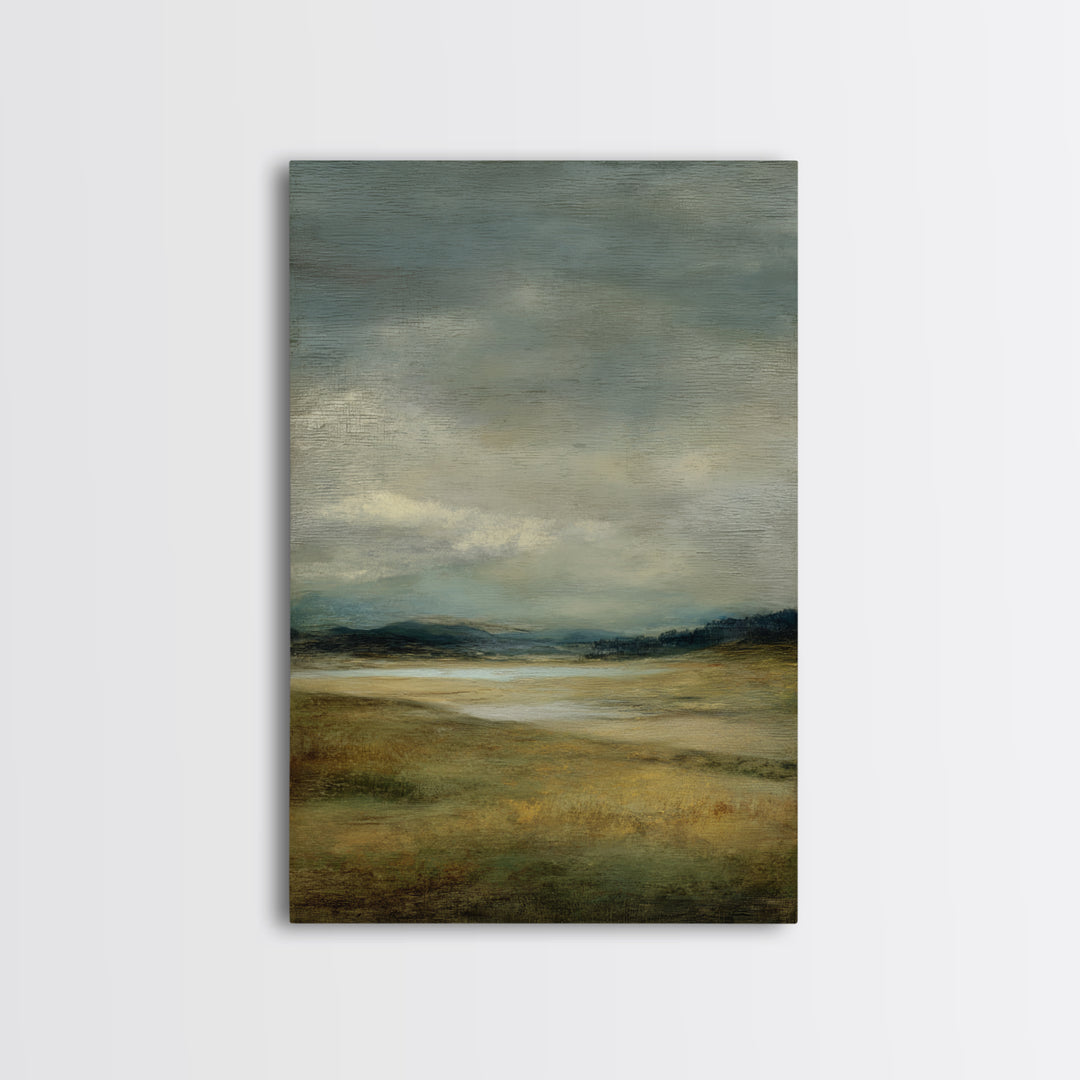 Storm Clouds over a Rolling Prairie Framed Canvas Print, Nature Art, Wall Hangings, Living Room Decor, Fine Art, Nature, NAT-2x3-94