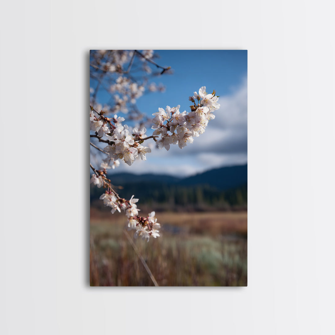 Spring Cherry Blossoms Canvas Print, Nature Art, Original Painting, Living Room Decor, Fine Art, Nature, Mountain Wall Art, NAT-2x3-96