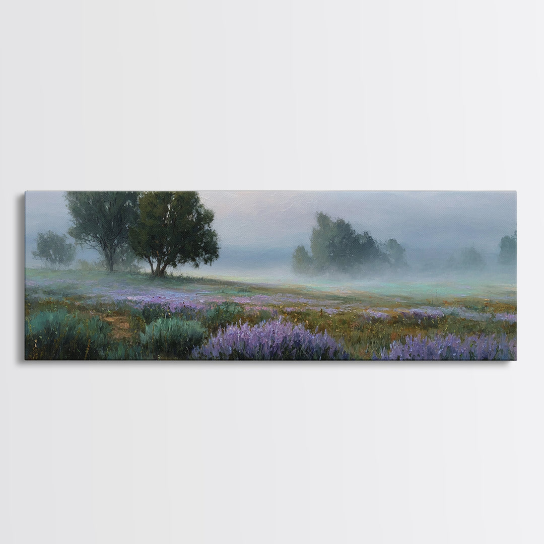 Bees Circling Lavender Blossoms Framed Canvas Print, Nature Art, Nature Wall Art, Living Room Decor, Fine Art, Nature, NAT-3x1-15