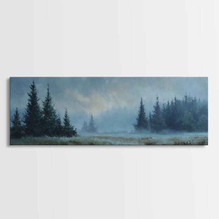 Moody Pine Forest Canvas Print, Nature Art, 3d Wall Art, Living Room Decor, Oil Painting, Nature, Nature Wall Art, NAT-3x1-33