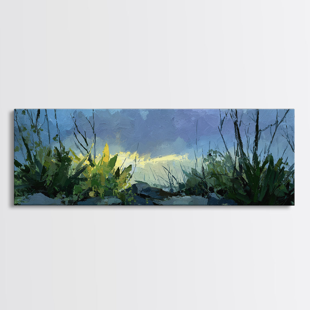 Tropical Jungle Leaves Canvas Print, Nature Art, Moss Art, Living Room Decor, Oil Painting, Nature, Statement Artwork, NAT-3x1-61