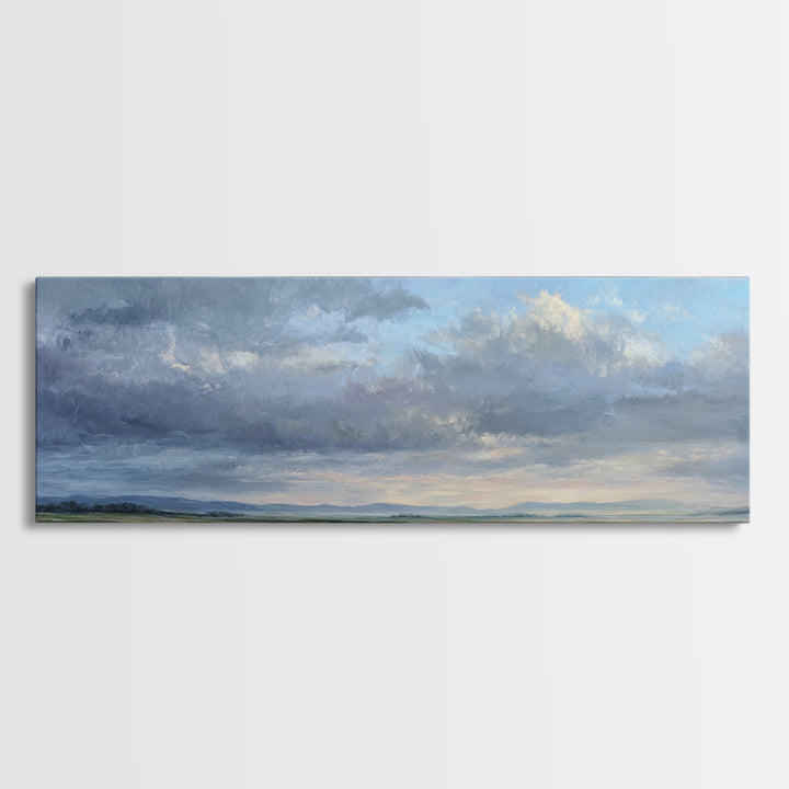 Storm Clouds over a Rolling Prairie Canvas Print, Nature Art, Poster, Living Room Decor, Fine Art, Nature, Abstract Wall Art, NAT-3x1-78