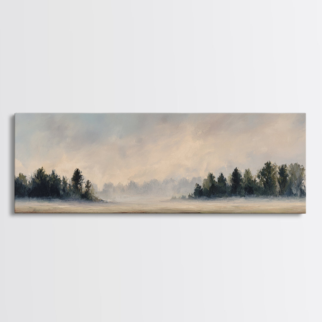 Moody Pine Forest Framed Canvas Print, Nature Art, Mountain Wall Art, Living Room Decor, Fine Art, Nature, Fine Art Print, NAT-3x1-81