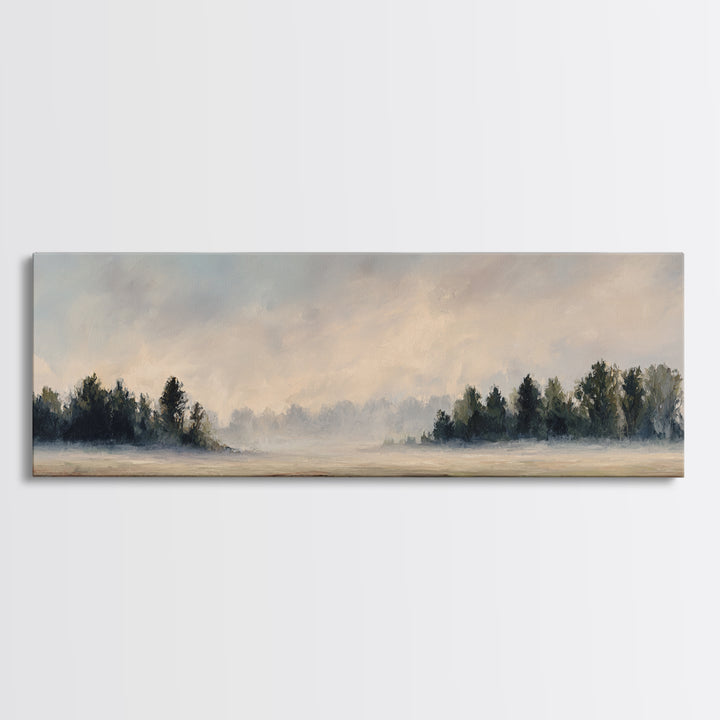 Moody Pine Forest Framed Canvas Print, Nature Art, Mountain Wall Art, Living Room Decor, Fine Art, Nature, Fine Art Print, NAT-3x1-81