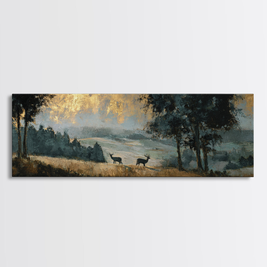 Deer Standing in a Golden Field Canvas Print, Nature Art, Neutral Decor, Living Room Decor, Fine Art, Nature, Wall Art, NAT-3x1-96
