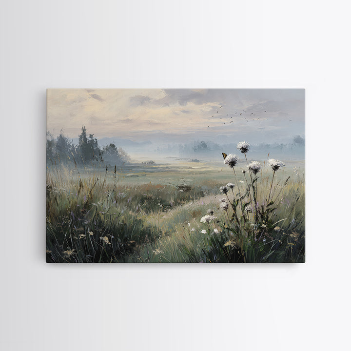 Butterfly Resting on a Blooming Thistle Canvas Print, Nature Art, Modern Wall Art, Living Room Decor, Fine Art, Nature, NAT-3x2-32