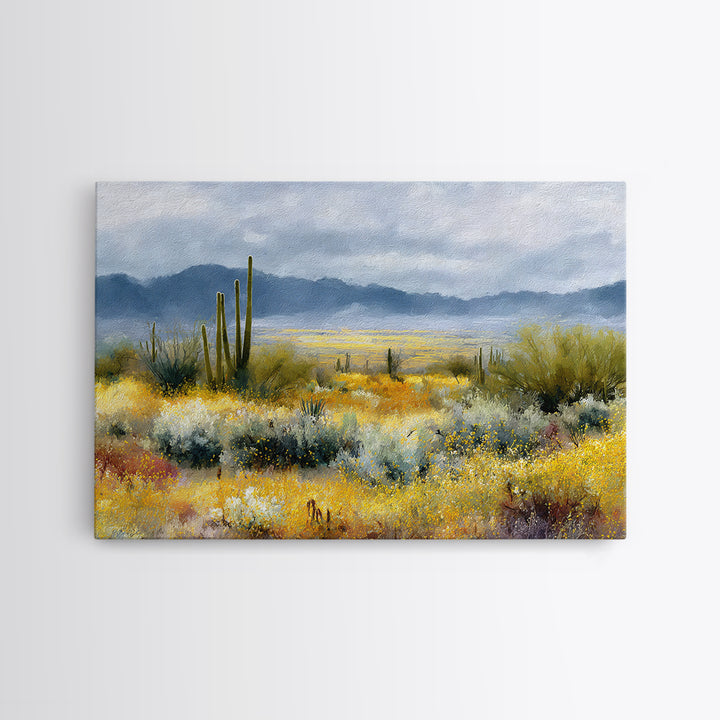 Desert Cactus Blooming After Rain Canvas Print, Nature Art, Mountain Wall Art, Living Room Decor, Nature, Fine Art Print, NAT-3x2-48
