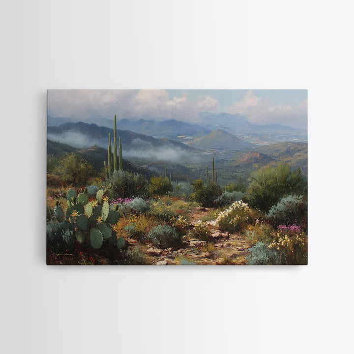 Desert Cactus Blooming After Rain Canvas Print, Nature Art, Modern Decor, Living Room Decor, Fine Art, Nature, Home Decor, NAT-3x2-72