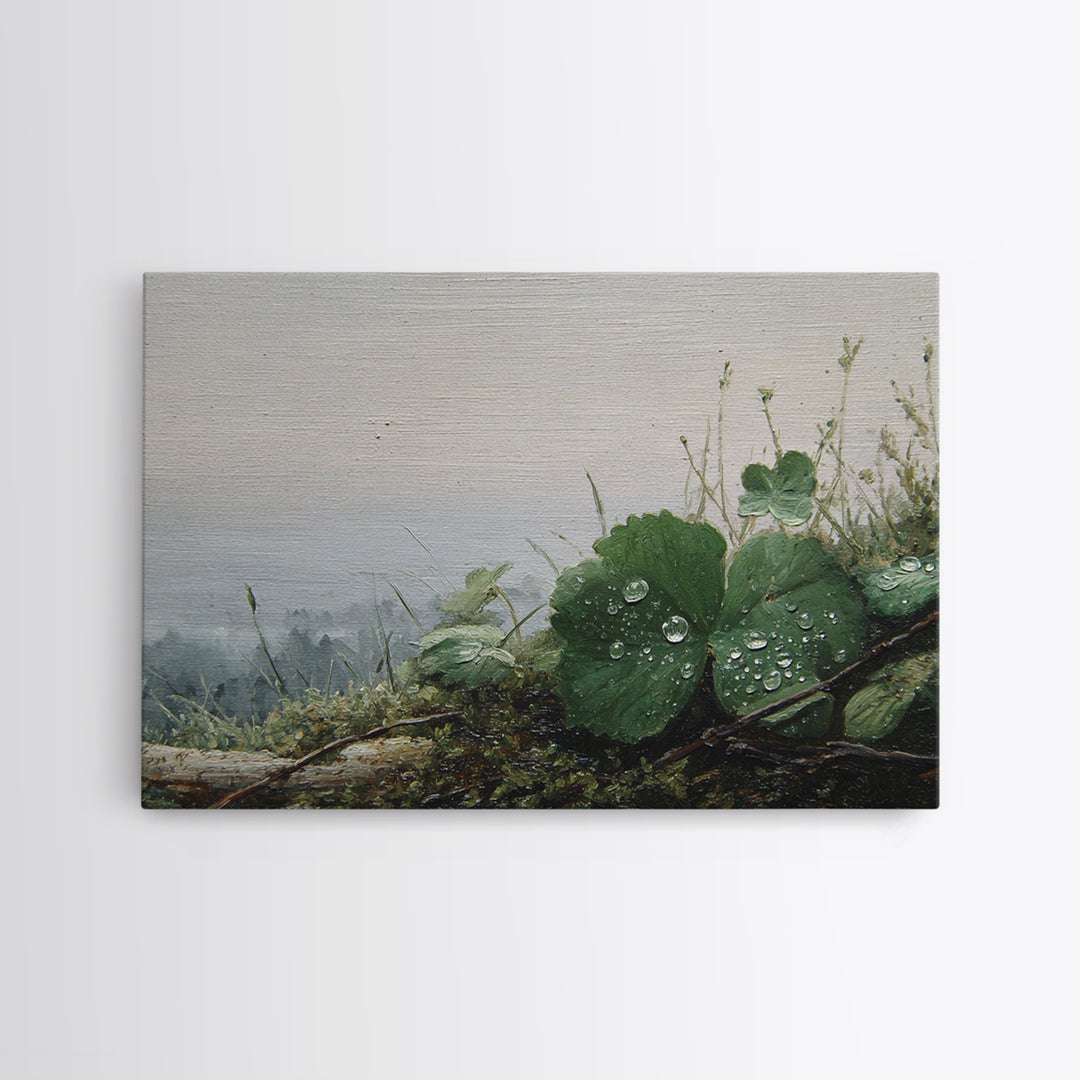 Rain Drops on a Large Green Leaf Framed Canvas Print, Nature Art, Bird Wall Art, Living Room Decor, Fine Art, Nature, NAT-3x2-85