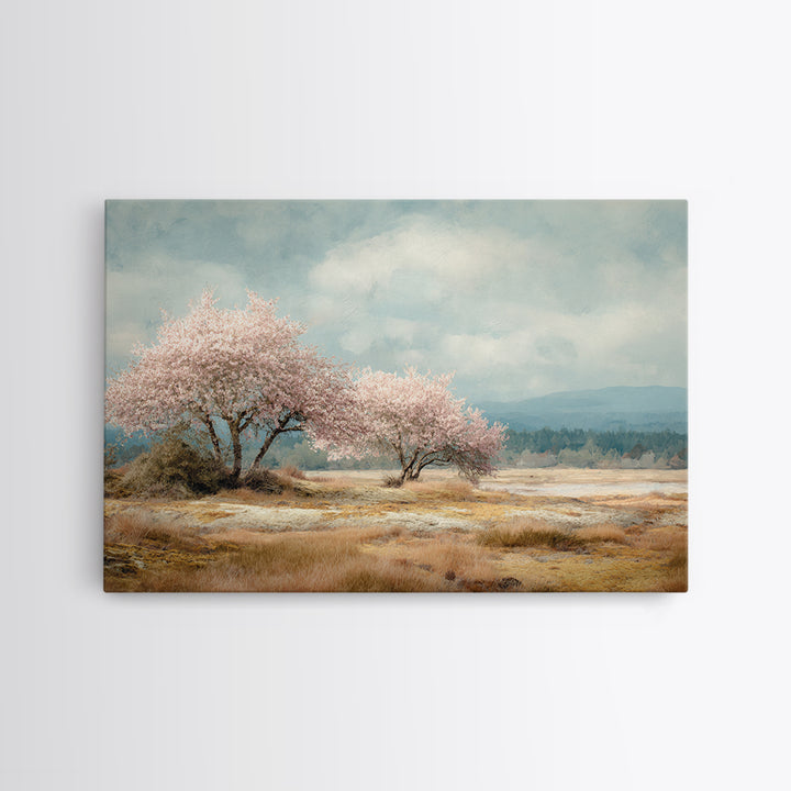 Spring Cherry Blossoms Framed Canvas Print, Nature Art, Luxury Decor, Living Room Decor, Fine Art, Nature, Mushroom, NAT-3x2-92