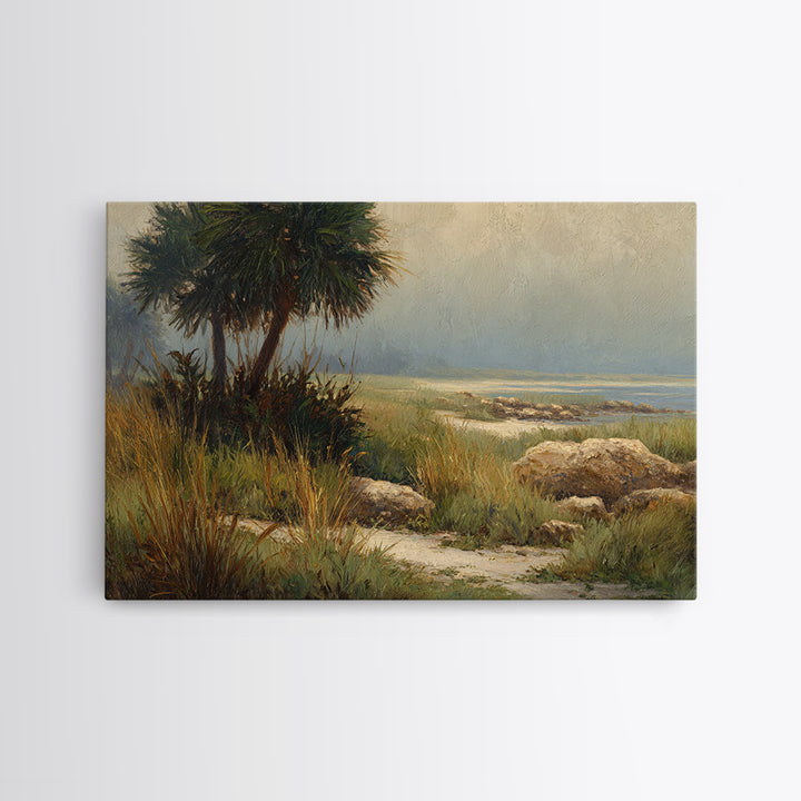 Tropical Jungle Leaves Framed Canvas Print, Nature Art, Mountain Art, Living Room Decor, Watercolor Art, Nature, NAT-3x2-97