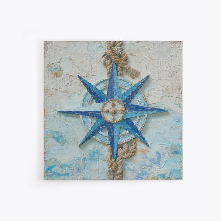 Nautical Star Compass Rose Framed Canvas Print, Nautical Art, Gallery Decor, Coastal Decor, Fine Art, Harbor, Wall Art, NAU-1x1-38