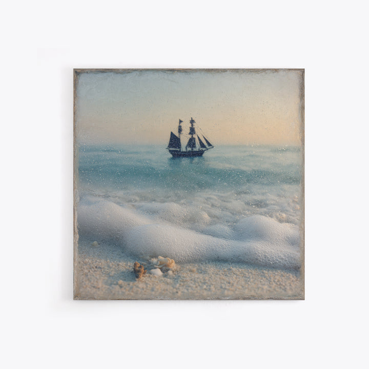 Tall Ship Silhouette at Sunset Framed Canvas Print, Nautical Art, Antique Decor, Coastal Decor, Harbor, Downloadable Prints, NAU-1x1-56