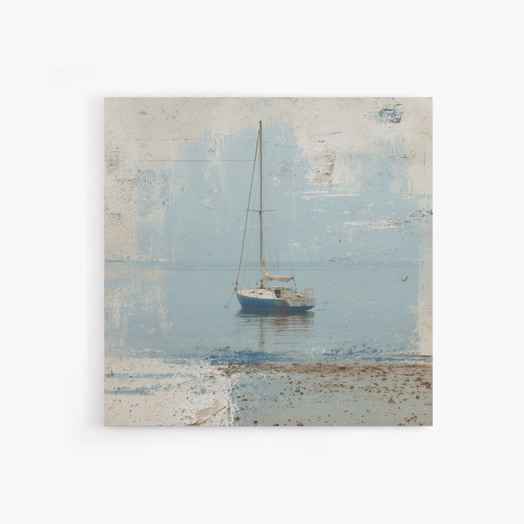 Blueprint Sailboat Technical Drawing Framed Canvas Print, Nautical Art, Gallery Wall, Coastal Decor, Abstract Art, Harbor, NAU-1x1-72
