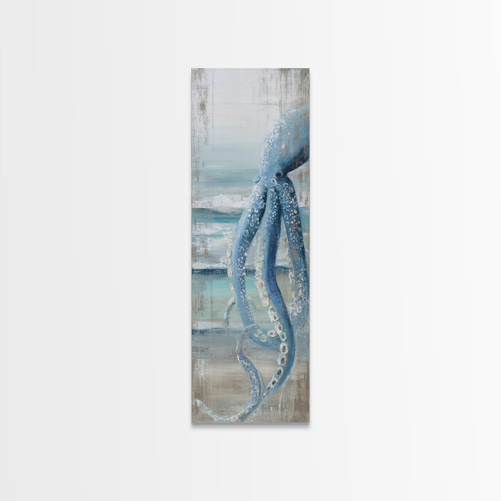 Octopus Wrapped Around an Anchor Canvas Print, Nautical Art, Oil Painting, Coastal Decor, Fine Art, Harbor, Beach Decor, NAU-1x3-25
