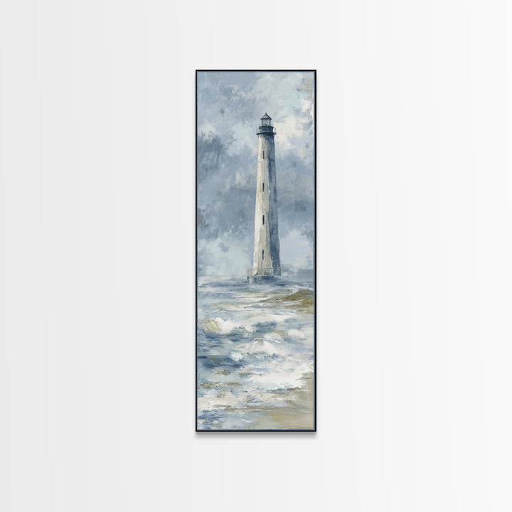 Lighthouse Standing Against Stormy Waves Canvas Print, Nautical Art, Nautical Decor, Coastal Decor, Fine Art, Harbor, NAU-1x3-39