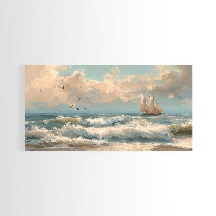 Sea Captain Portrait Framed Canvas Print, Nautical Art, Boho Decor, Coastal Decor, Fine Art, Harbor, Painting, Art Print, NAU-2x1-27