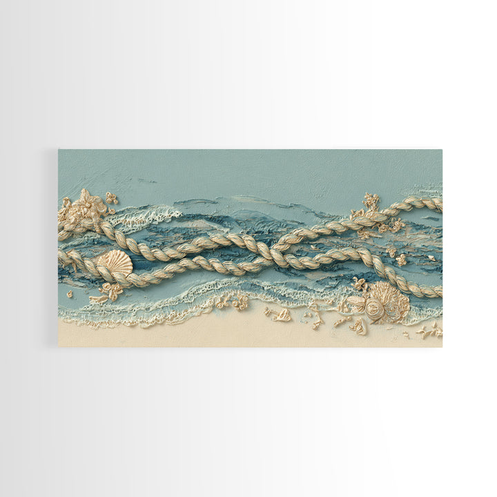 Lobster and Rope Coastal Illustration Canvas Print, Nautical Art, Printable, Coastal Decor, Fine Art, Harbor, Beach Decor, NAU-2x1-64