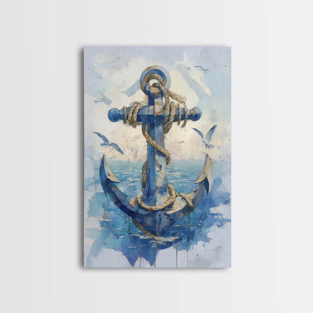 Octopus Wrapped Around an Anchor Canvas Print, Nautical Art, Digital Print, Coastal Decor, Fine Art, Harbor, Beach Print, NAU-2x3-45