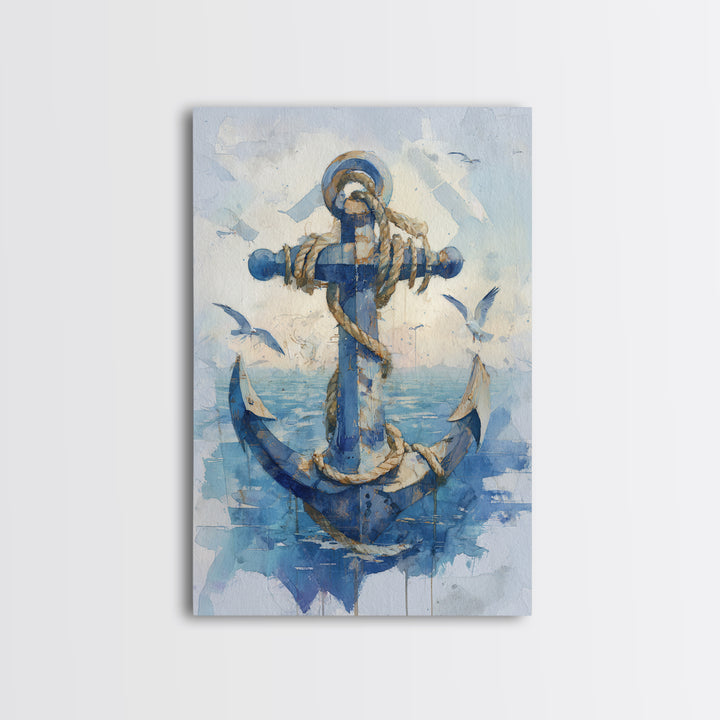 Octopus Wrapped Around an Anchor Canvas Print, Nautical Art, Digital Print, Coastal Decor, Fine Art, Harbor, Beach Print, NAU-2x3-45