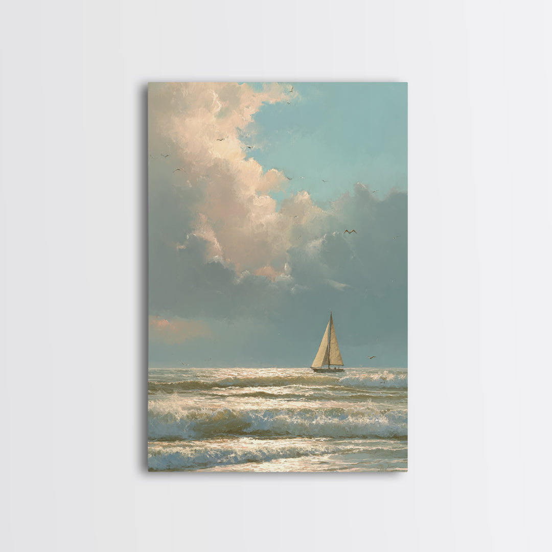 Stormy Cloudscape over Open Ocean Canvas Print, Nautical Art, Printable Wall Art, Coastal Decor, Fine Art, Harbor, Beach Decor, NAU-2x3-5