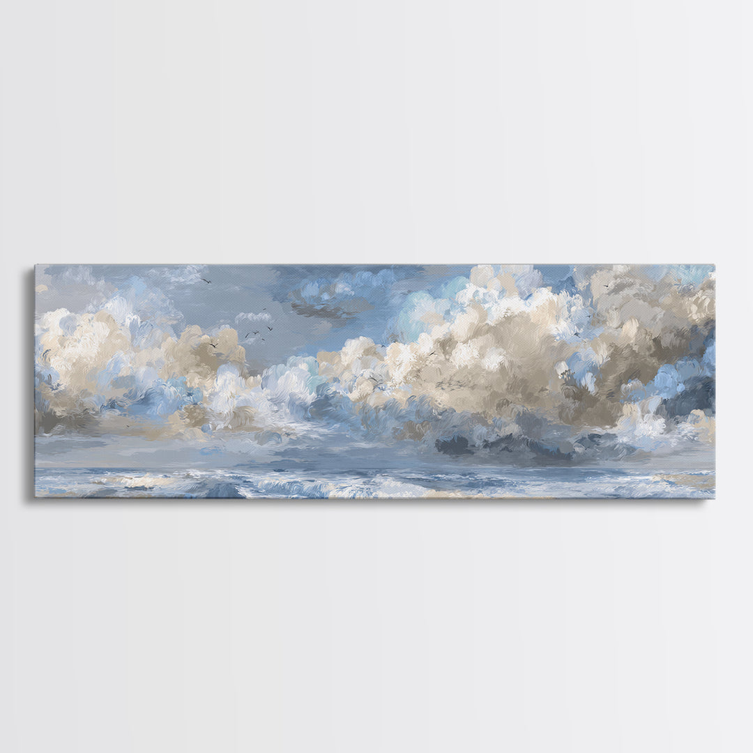 Stormy Cloudscape over Open Ocean Canvas Print, Nautical Art, Nautical Decor, Coastal Decor, Oil Painting, Harbor, NAU-3x1-13