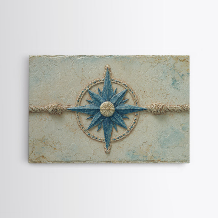 Nautical Star Compass Rose Framed Canvas Print, Nautical Art, Printable Art, Coastal Decor, Fine Art, Harbor, Gallery Wall, NAU-3x2-18